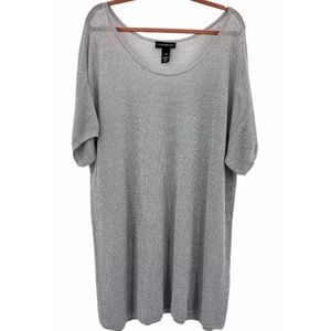 Lane Bryant 26/28 silver metallic mesh blouse top